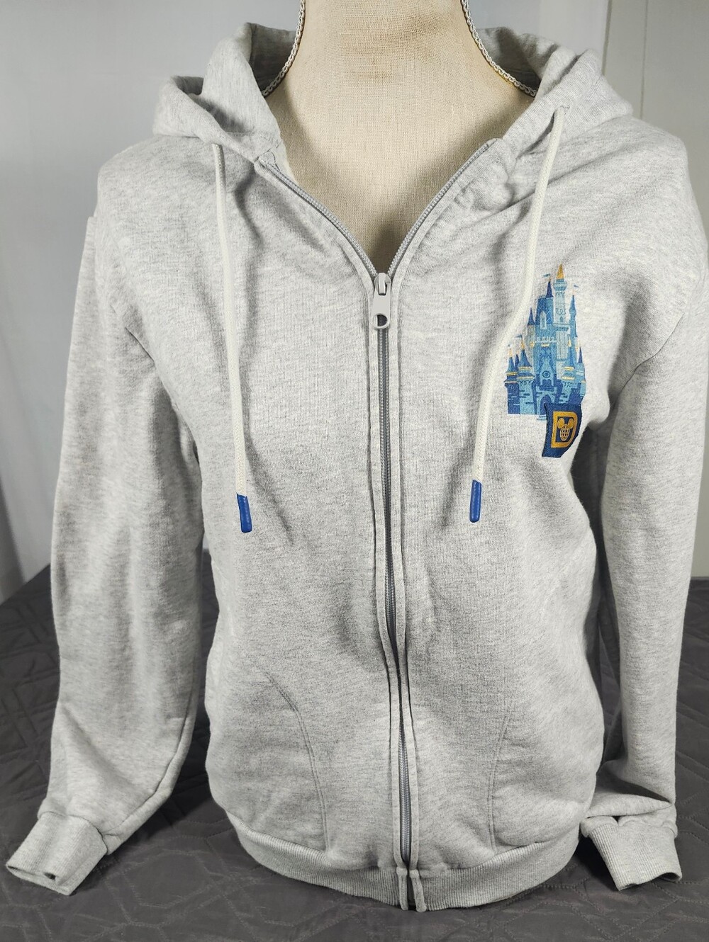 Walt Disney World Four Parks Four-In-One Icons Grey Zip Hoodie size S